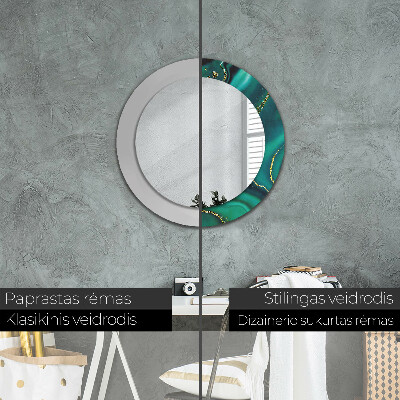 Round decorative wall mirror Emerald green marble