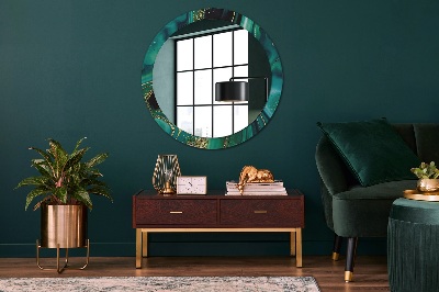 Round decorative wall mirror Emerald green marble