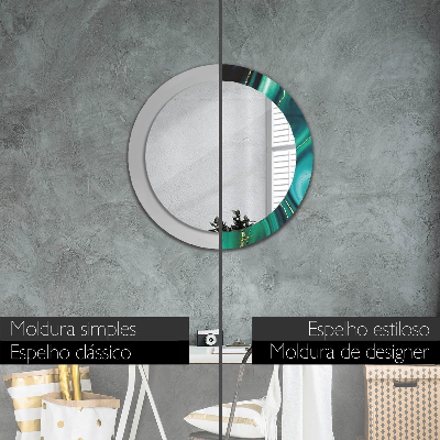 Round decorative wall mirror Emerald green marble