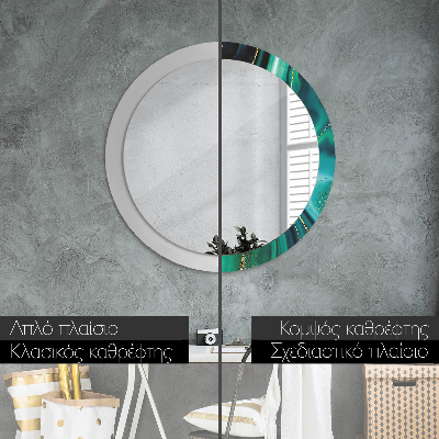 Round decorative wall mirror Emerald green marble