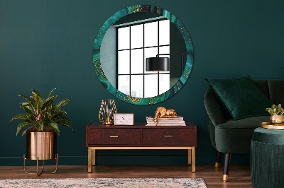 Round decorative wall mirror Emerald green marble