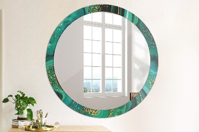 Round decorative wall mirror Emerald green marble