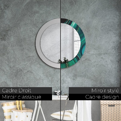 Round decorative wall mirror Emerald green marble