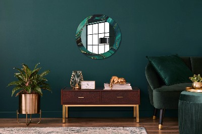 Round decorative wall mirror Emerald green marble