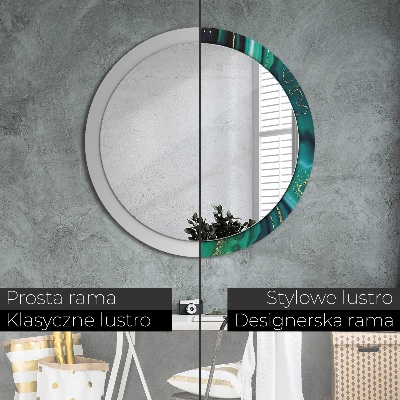 Round decorative wall mirror Emerald green marble