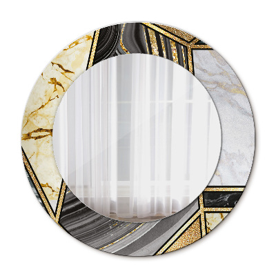 Round decorative wall mirror Marble agate and gold