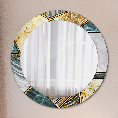 Round decorative wall mirror Marble agate and gold