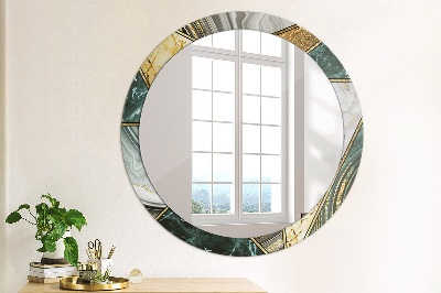 Round decorative wall mirror Marble agate and gold