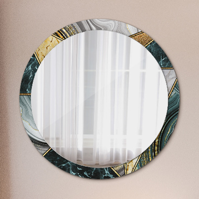 Round decorative wall mirror Marble agate and gold