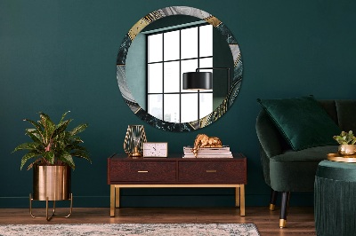 Round decorative wall mirror Marble agate and gold