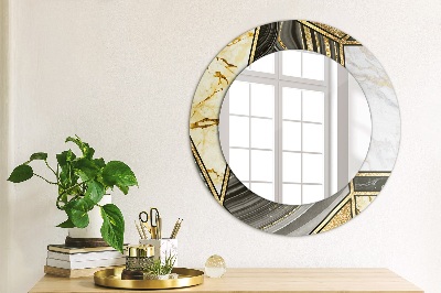 Round decorative wall mirror Marble agate and gold