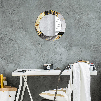 Round decorative wall mirror Marble agate and gold