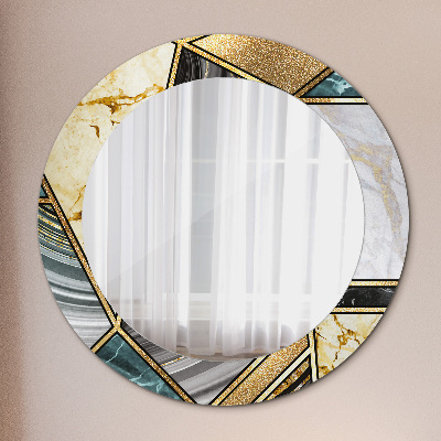 Round decorative wall mirror Marble agate and gold