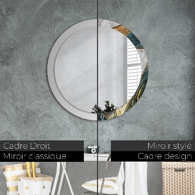 Round decorative wall mirror Marble agate and gold