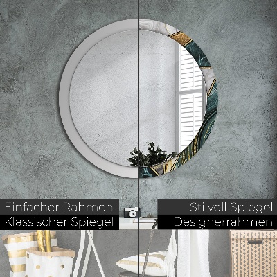 Round decorative wall mirror Marble agate and gold