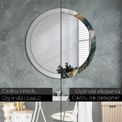 Round decorative wall mirror Marble agate and gold