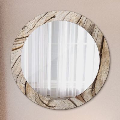 Round decorative wall mirror Cracked wood