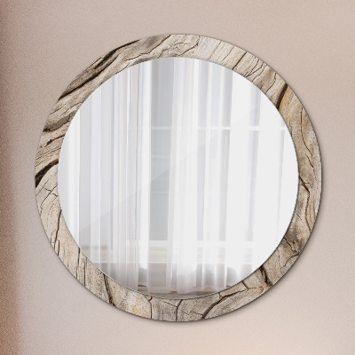 Round decorative wall mirror Cracked wood