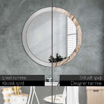 Round decorative wall mirror Cracked wood