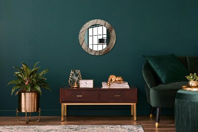 Round decorative wall mirror Cracked wood