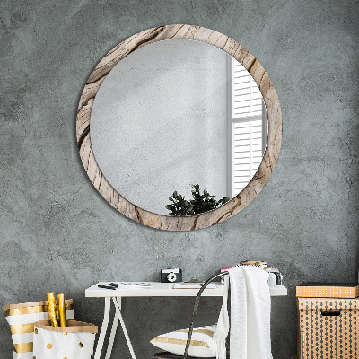 Round decorative wall mirror Cracked wood