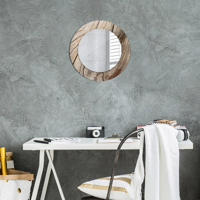 Round decorative wall mirror Cracked wood