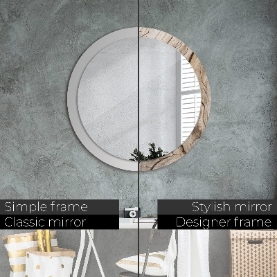 Round decorative wall mirror Cracked wood