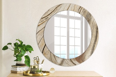 Round decorative wall mirror Cracked wood