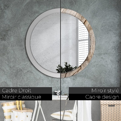 Round decorative wall mirror Cracked wood