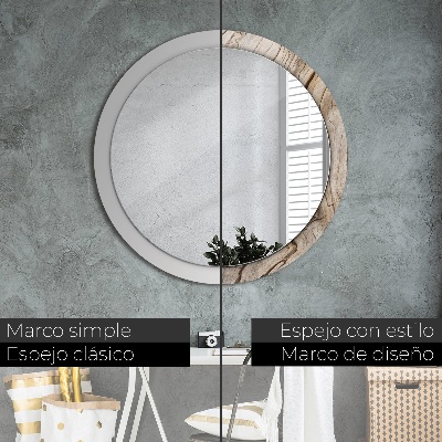 Round decorative wall mirror Cracked wood