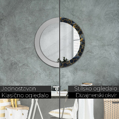 Round mirror printed frame Marble hexagon