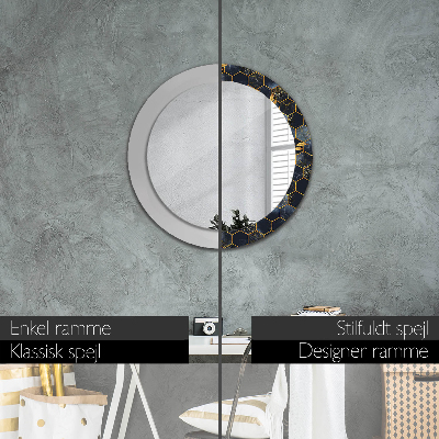 Round mirror printed frame Marble hexagon