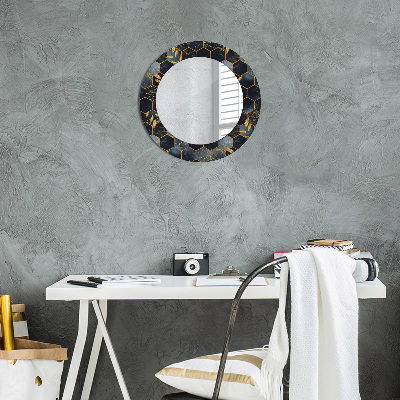 Round mirror printed frame Marble hexagon