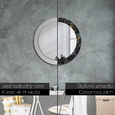 Round mirror printed frame Marble hexagon