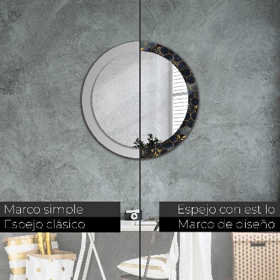 Round mirror printed frame Marble hexagon