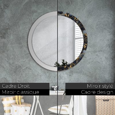 Round mirror printed frame Marble hexagon