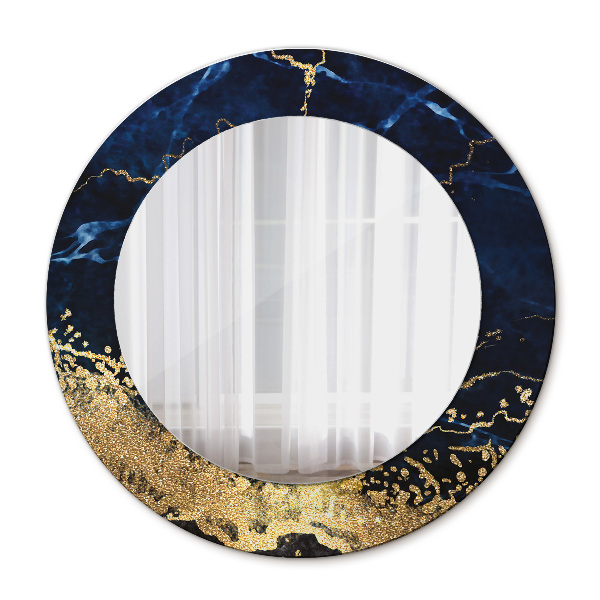 Round mirror printed frame Blue marble