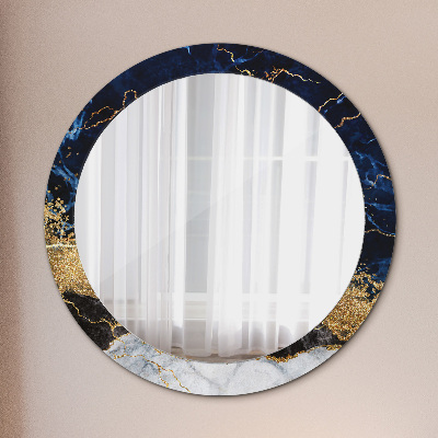 Round mirror printed frame Blue marble