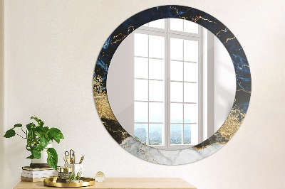 Round mirror printed frame Blue marble