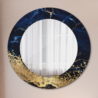 Round mirror printed frame Blue marble