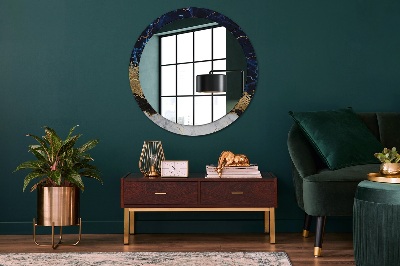 Round mirror printed frame Blue marble