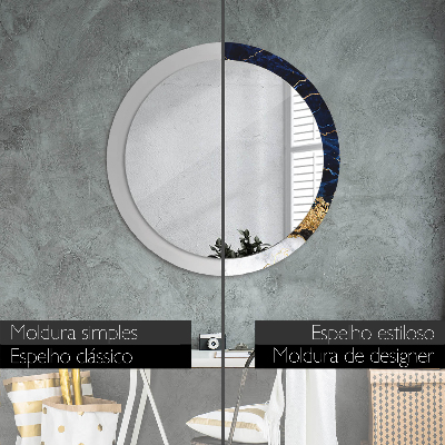 Round mirror printed frame Blue marble