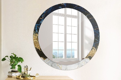 Round mirror printed frame Blue marble