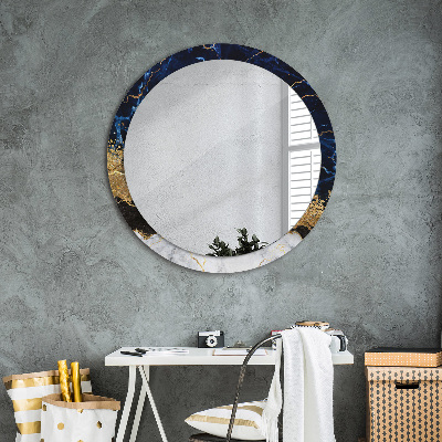 Round mirror printed frame Blue marble