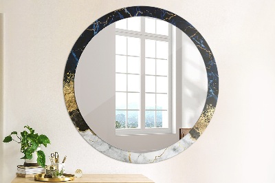 Round mirror printed frame Blue marble