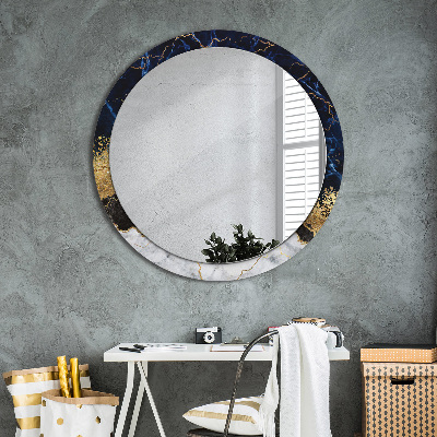 Round mirror printed frame Blue marble