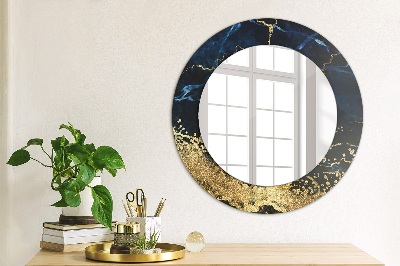 Round mirror printed frame Blue marble