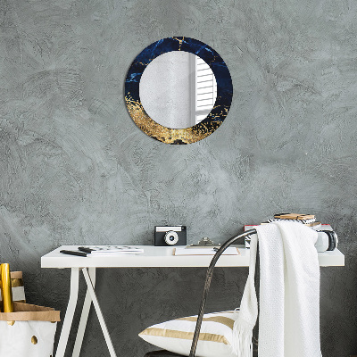 Round mirror printed frame Blue marble