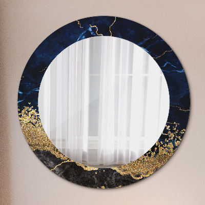 Round mirror printed frame Blue marble