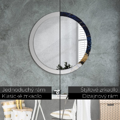 Round mirror printed frame Blue marble